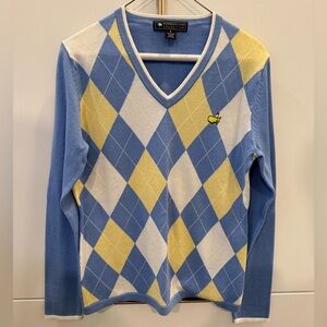 Masters Magnolia Lane Blue and Yellow Argyle Sweater